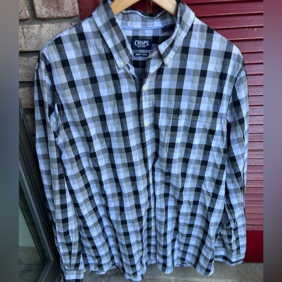 Men’s chaps extra large black/white checkered button down shirt - Picture 9 of 9
